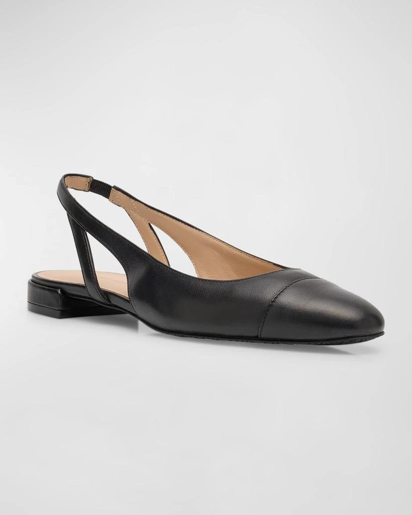 Stuart Weitzman Sleek Leather Slingback Ballerina Flats 3