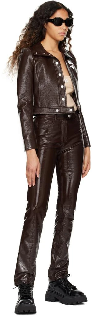 Courrèges Brown Five-Pocket Vinyl Trousers 4