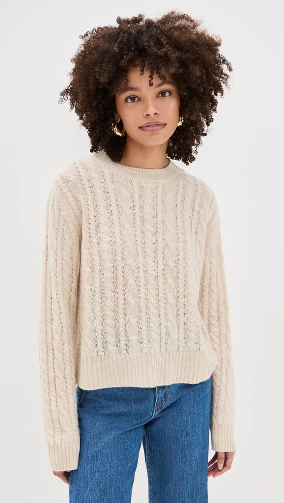 White + Warren Cashmere Cropped Cable Crew Sweater 6