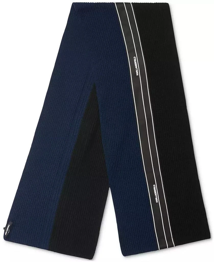 Karl Lagerfeld Paris Men's Two-Tone Logo Stripe Scarf 1