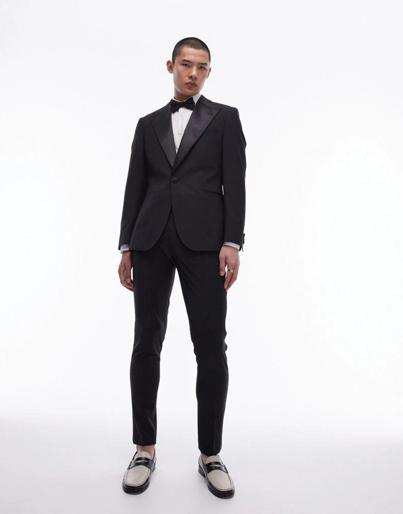Topman skinny premium wool rich tux trousers in black – On Sale