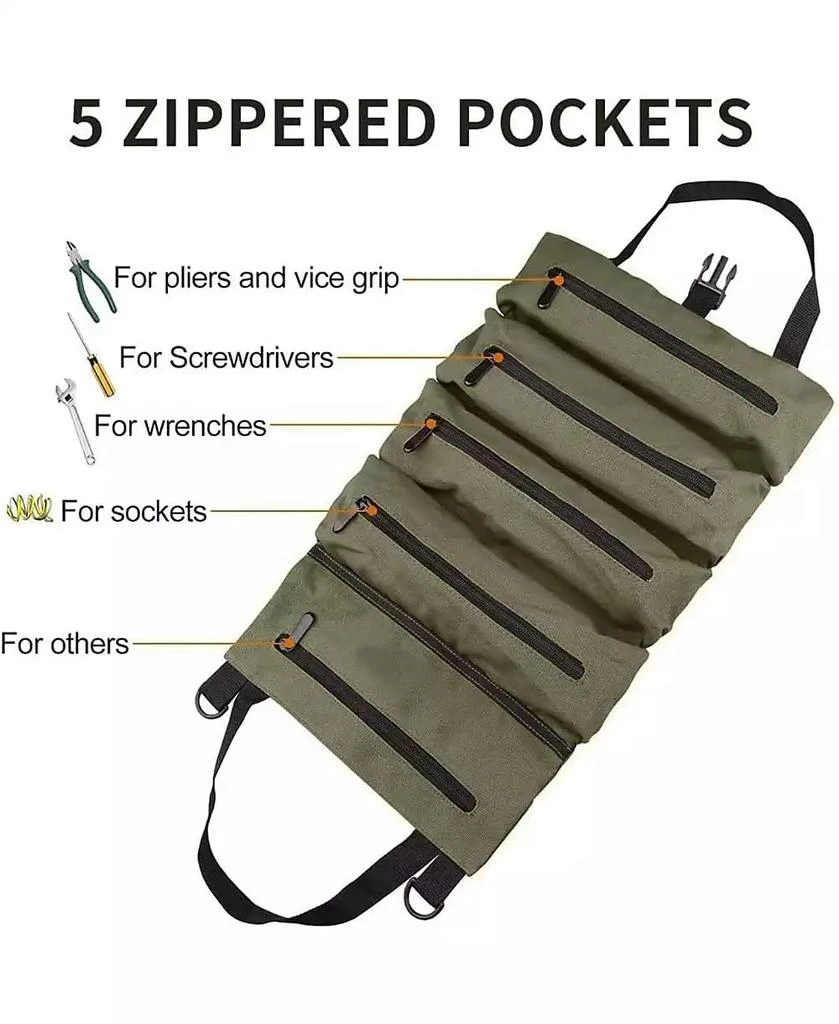 XDOVET Tool Bag Roll Up,Heavt Duty Tool Organizer Portable Tool Storage Bags Waterproof Oxford Cloth-Zipper Pouch for Men Mechanic, Electricians, Repairman 6