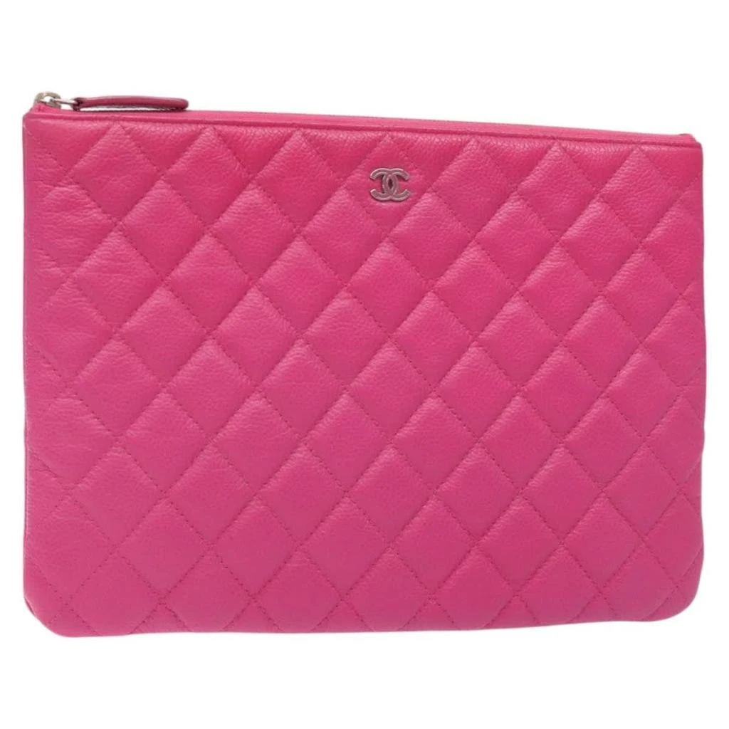 Chanel O Case Clutch Quilted Caviar Leather Bag (Pre-Owned)