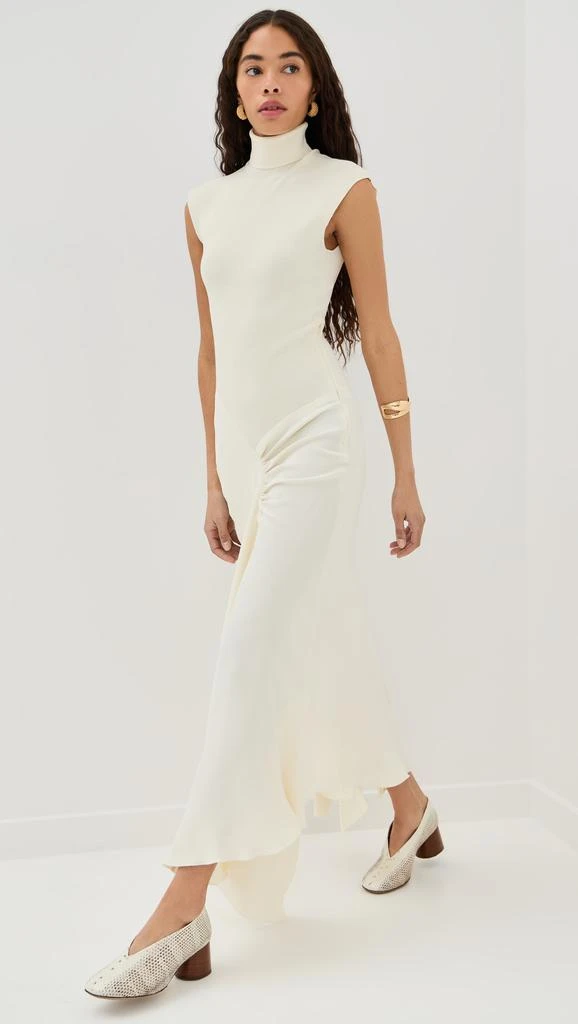 Victoria Beckham Cap Sleeve Knit Detail Midi Dress 4