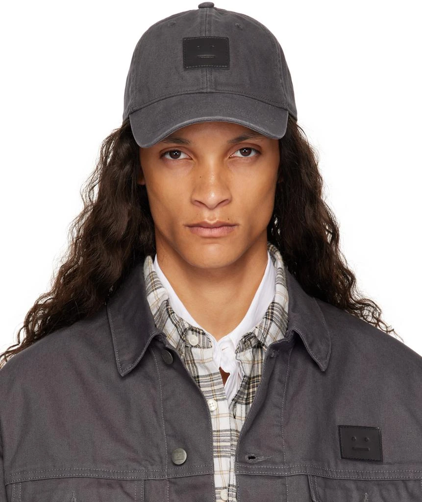 Acne Studios Gray Leather Face Patch Cap 1
