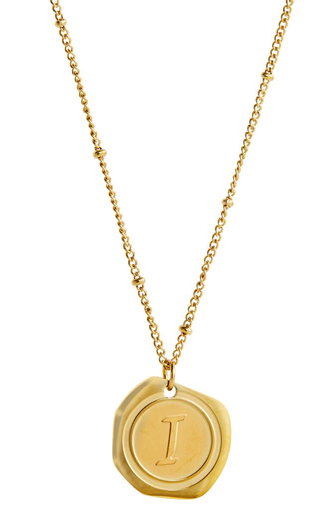 Savvy Cie Jewels 22K Gold Plated Coin Initial Necklace