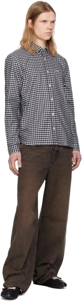Lacoste Navy & White Regular Fit Stretch Plaid Shirt 4