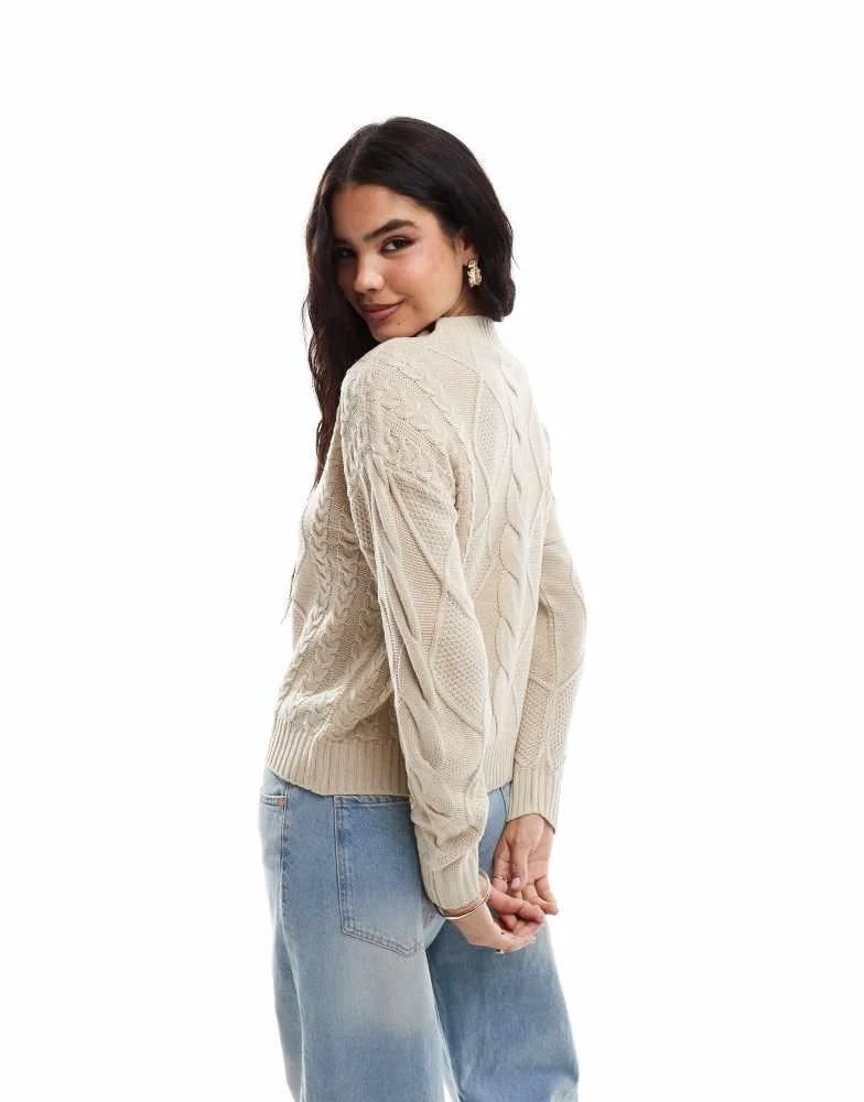 Vila Vila round neck cable knit jumper in cream 4