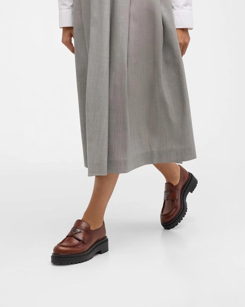 Prada Chocolate Calfskin Platform Loafers 2