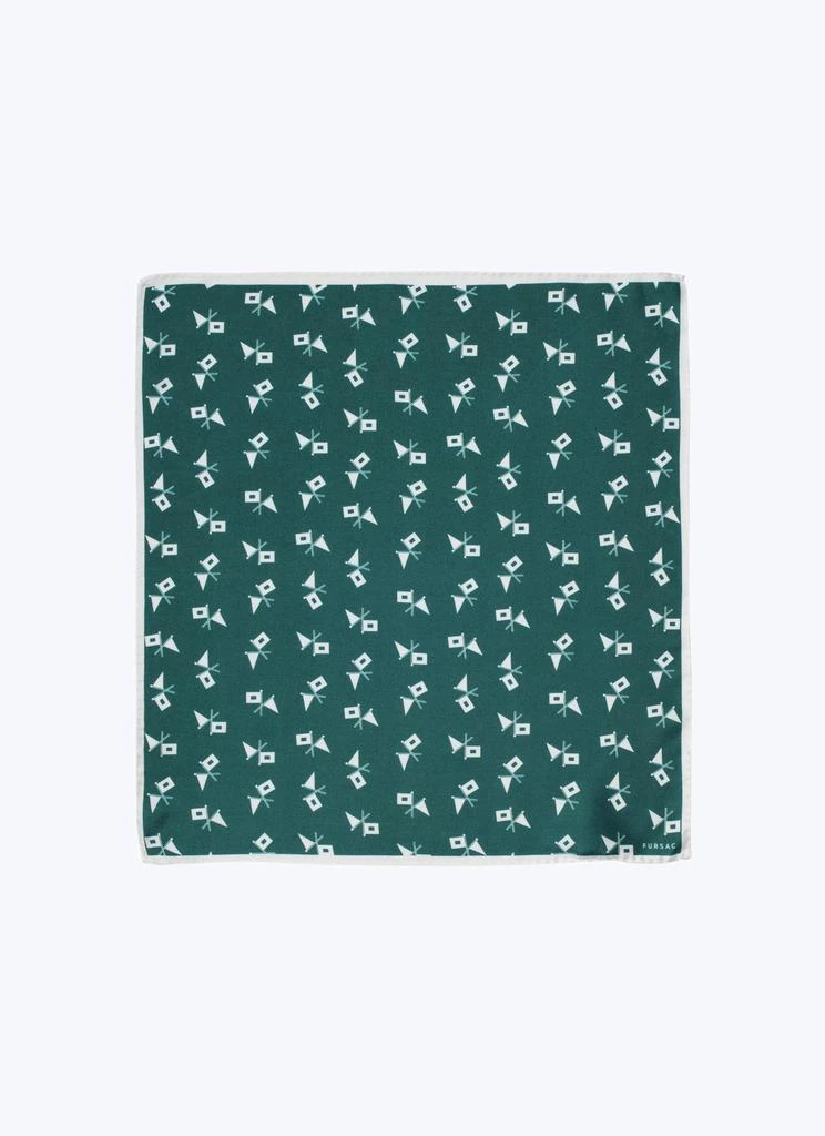 预计3周后发货 Fursac Pochette En Twill De Soie À Imprimé - Mousse - Homme 2