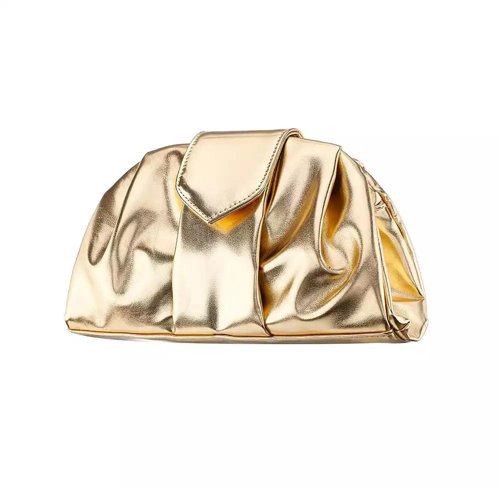 Nina Pleated Metallic Soft Clutch 8