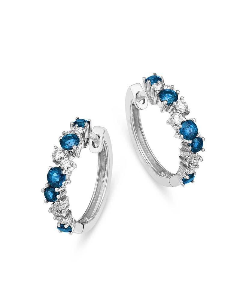 Bloomingdale
s Fine Collection Bloomingdale
s Fine Jewelry Blue Sapphire 
Diamond Huggie Hoop Earrings in 14K White Gold 1