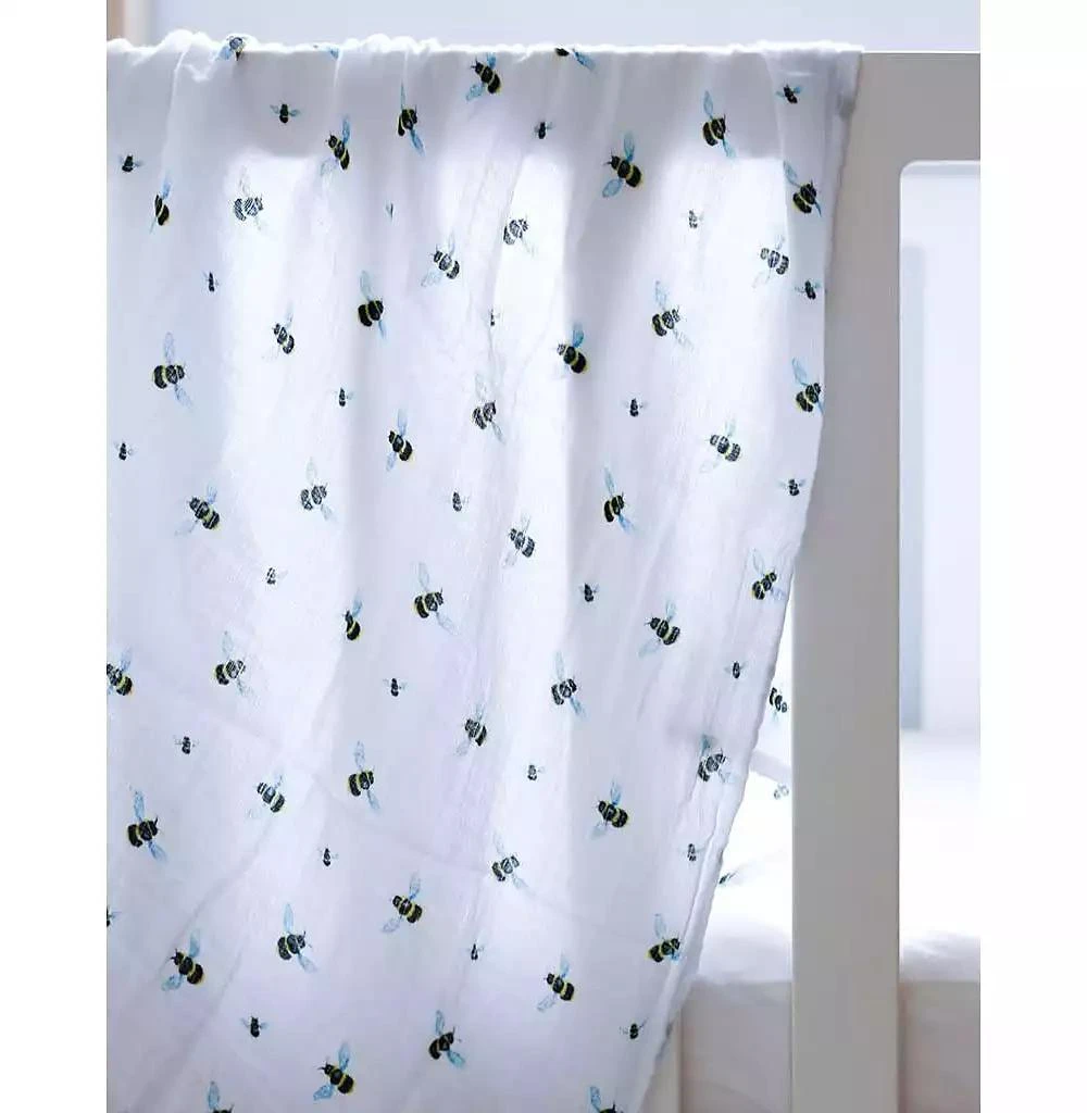 Malabar Baby Baby GOTS Certified Organic Cotton Muslin Swaddle, Bee 3