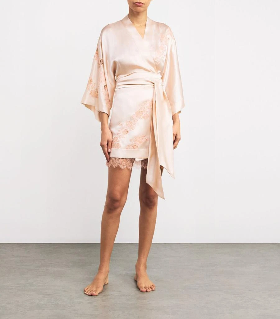 Carine Gilson Silk Lace-Detail Kimono Robe 2