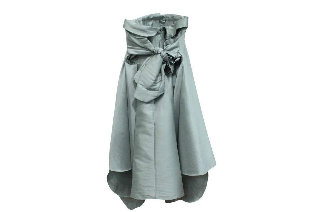Alexis Mabille Bow-Detailed Satin-Twill Mini Dress in Grey Polyester 1