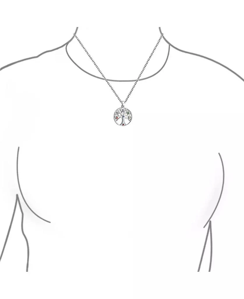 Bling Jewelry Round Circle Celtic Knot Multi Color CZ Wishing Tree Of Life Pendant Necklace .925 Sterling Silver 3