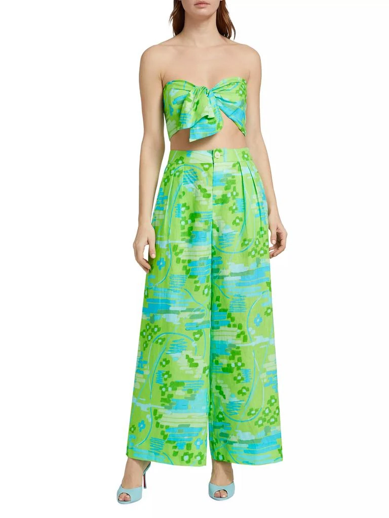 Rhode Campbell Patterned Linen Wide-Leg Pants 2
