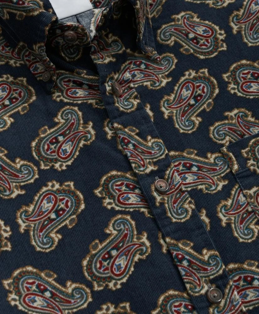 Brooks Brothers Cotton Pinwale Corduroy Paisley Sport Shirt, Button-Down Collar 2