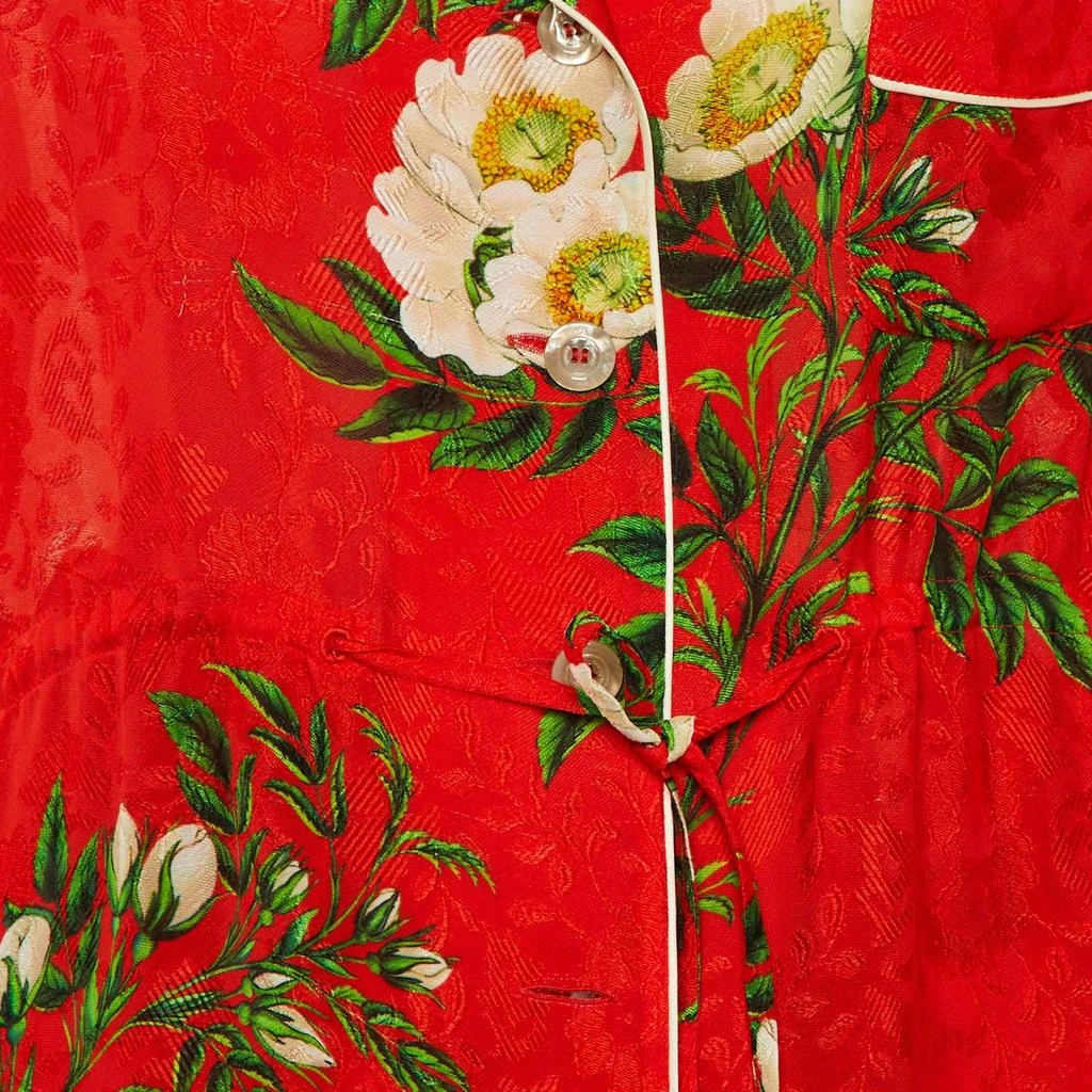 Gucci Gucci Red Floral Jacquard Crepe Pajamas Set S 3