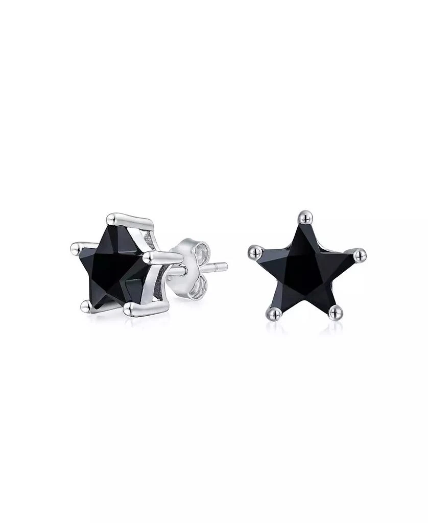 Bling Jewelry Small Celestial USA Black CZ Star Stud Earrings , Sterling Silver 7, 6 MM