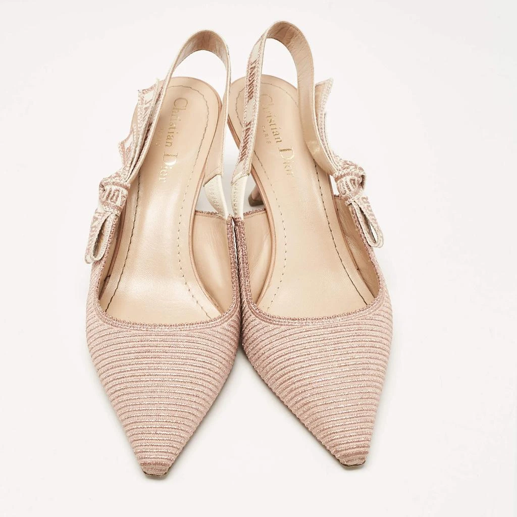Dior Dior Pink Embroidered Canvas J'Adior Slingback Pumps Size 39 3