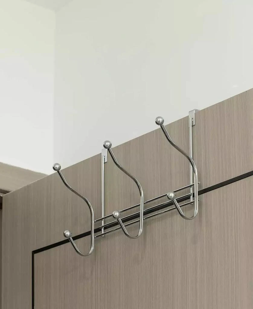 Basicwise Chrome 6 Hook Hanger Organizer, Hang Over The Door Kitchen Vanity Towel Hook, Entryway Coat Rack 6