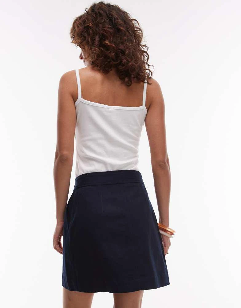 ARKET ARKET pure cotton twill wrap mini skirt in navy blue 4