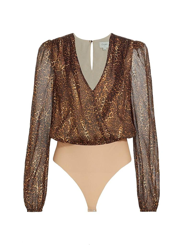CAMI NYC Isa Leopard Silk Bodysuit 1