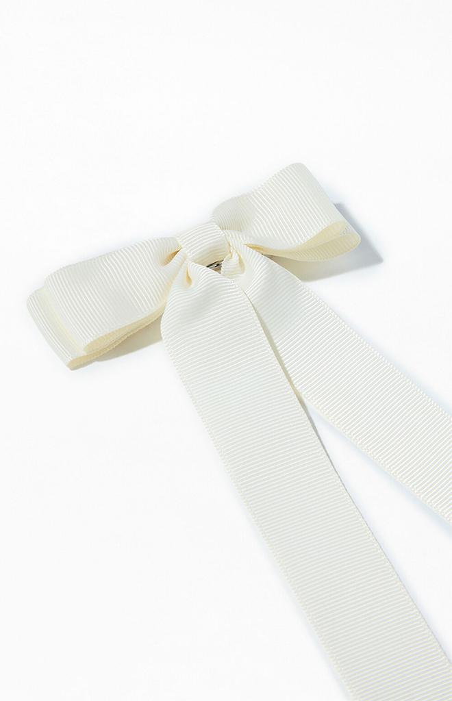 LA Hearts Cream Ribbed Double Loop Bow Barrette