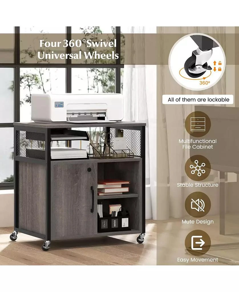 GOUUN File Cabinet on Wheels with Charging Station and Cable Management Hole 5