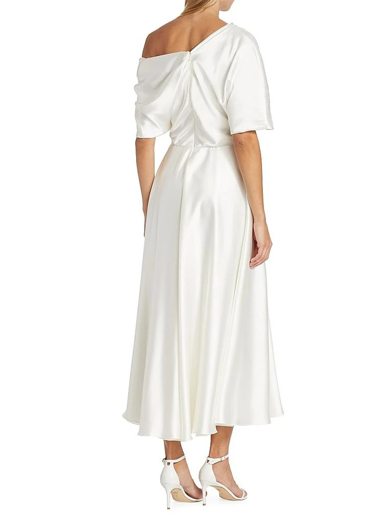 Amsale Draped Off-The-Shoulder Satin Midi-Dress 5