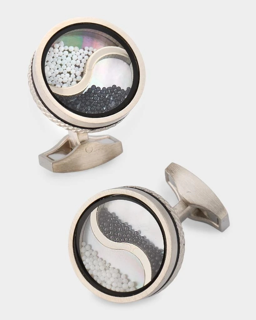 Tateossian Men
s Mother of Pearl Yin-Yang Caviar Bead Cufflinks