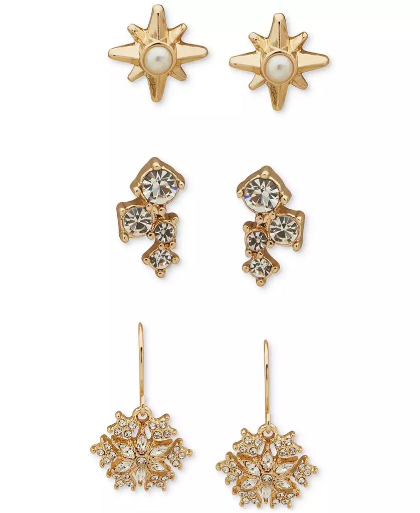 Lonna & Lilly Gold-Tone 3-Pc. Set Crystal & Imitation Pearl Earrings
