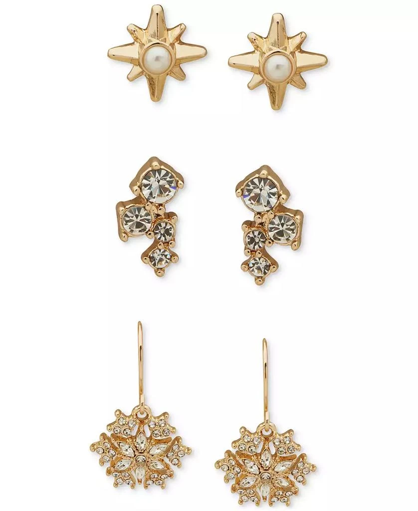 Lonna & Lilly Gold-Tone 3-Pc. Set Crystal & Imitation Pearl Earrings 1
