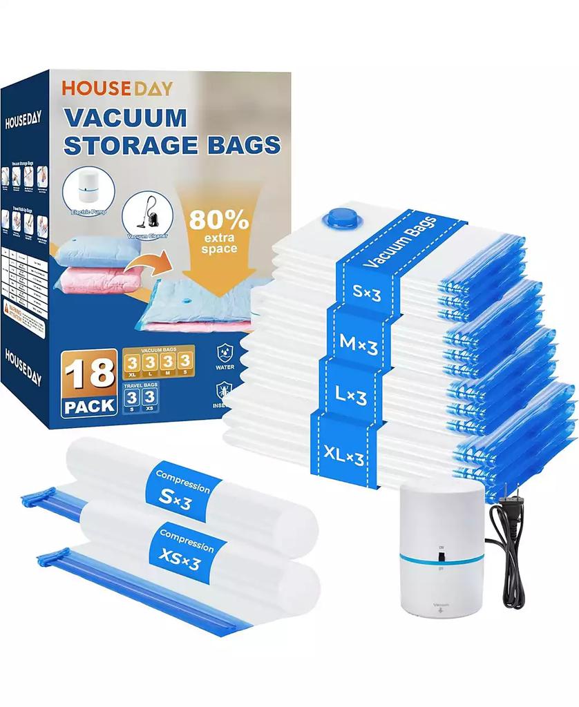 HOUSE DAY Space Saver Vacuum Bags for Travel and Home with Electric Pump