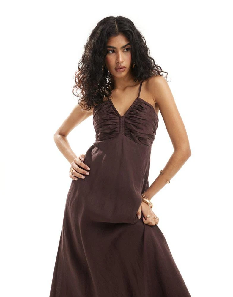 line and dot strapless midi dress ELODIE MIDI DRESS