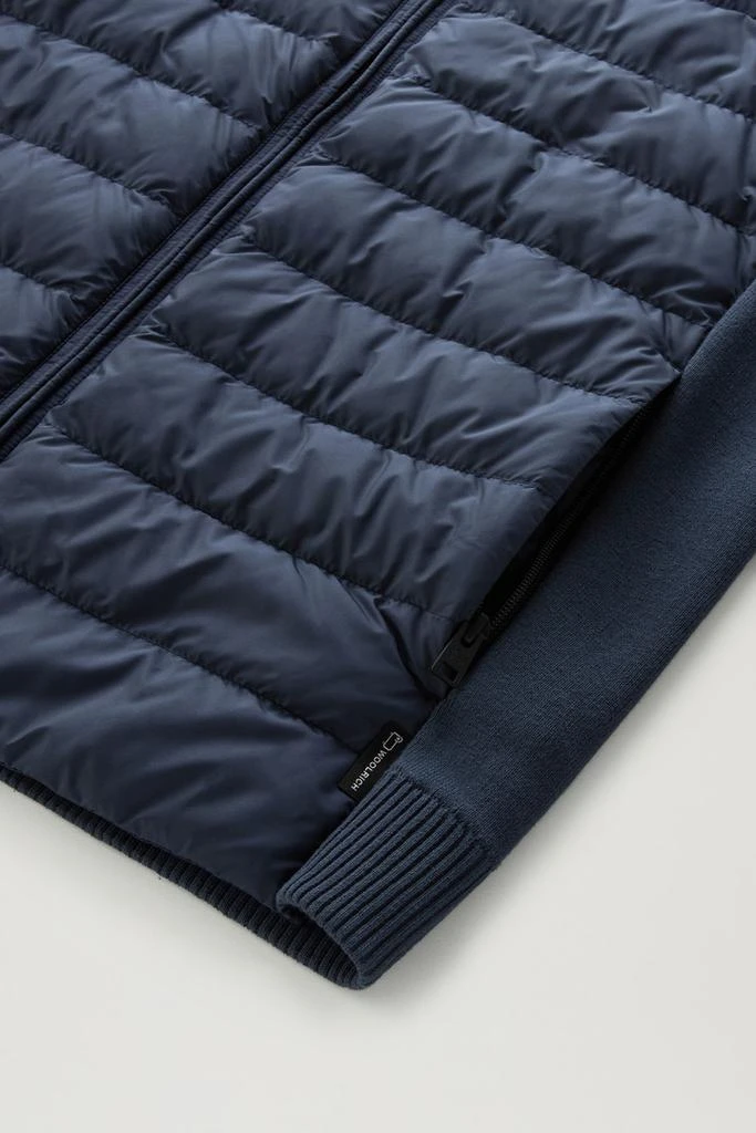 Woolrich Sundance Hybrid Bomber Jacket in Microfibre and Cotton Knit - Men - Blue 3
