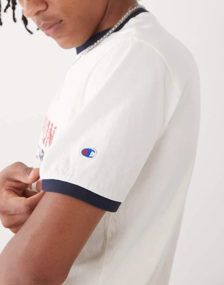 CHAMPION Champion Ringer t-shirt in beige and black 3