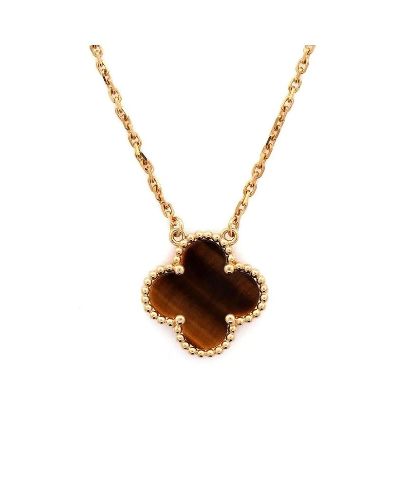 Pre-Owned Van Cleef 
Arpels Vintage Alhambra Pendant Necklace 18K Gold and Tiger Eye, 16.5" 3