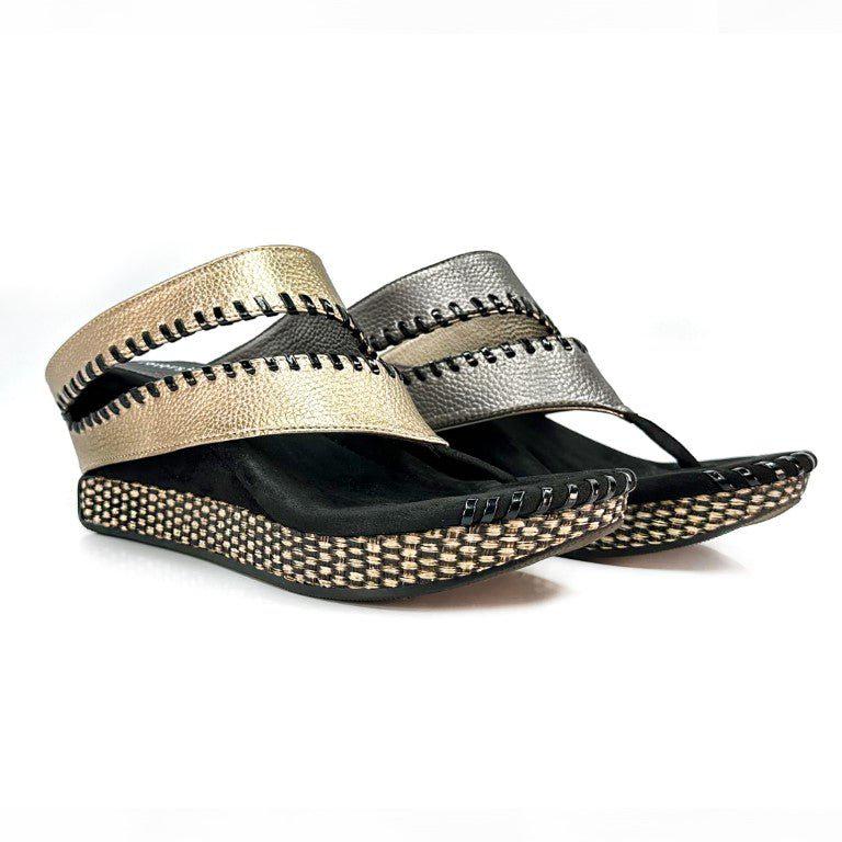 Modzori Tita 4 Sandal Tan Flips To Pewter Metallic