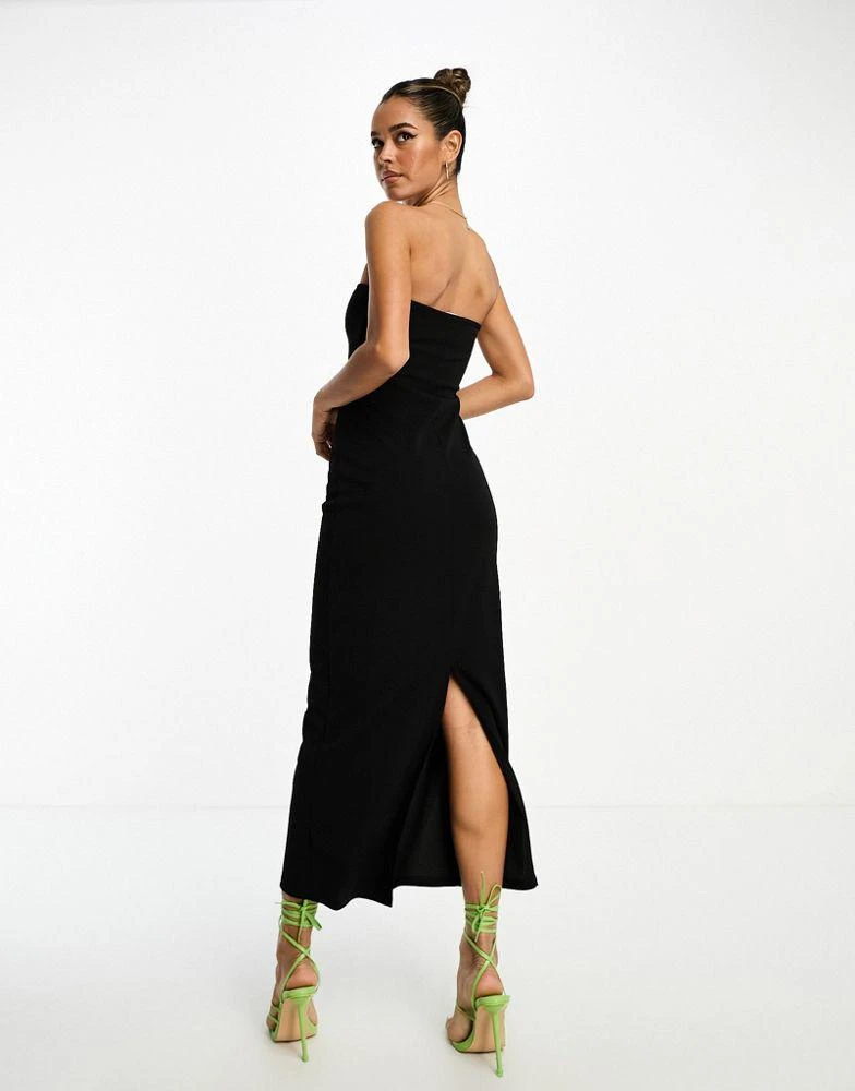 ASOS ASOS DESIGN bandeau maxi dress with split hem in black 2
