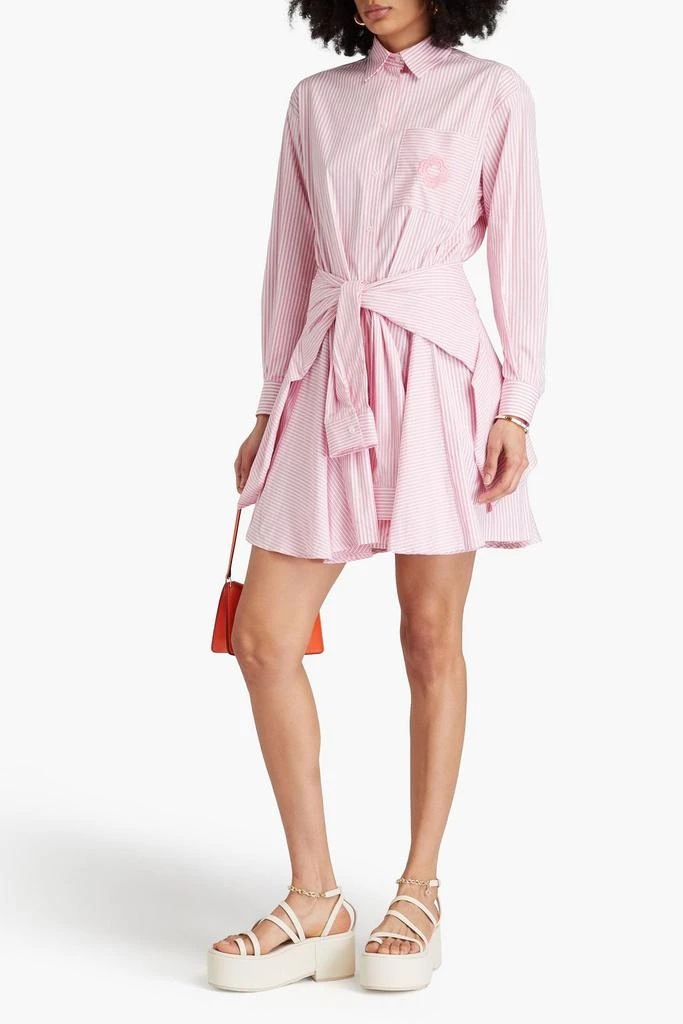 Maje Tie-front striped cotton-blend shirt dress 2