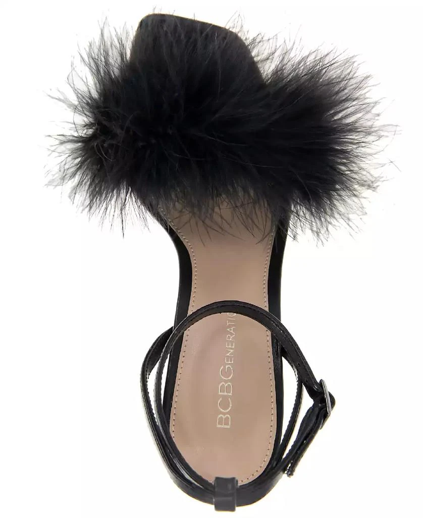 BCBG Women's Relby Feathered High-Heel Two-Piece Dress Sandals 4
