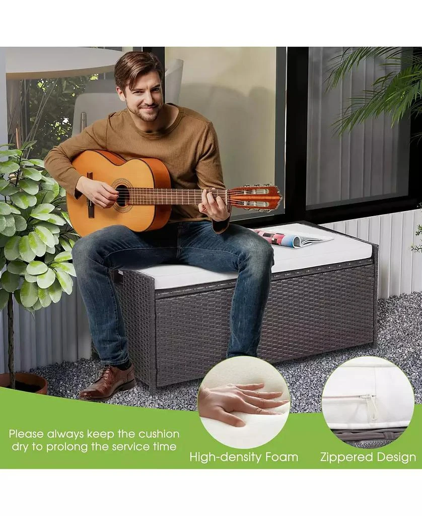 GOUUN 34 Gallon Patio Storage Bench with Seat Cushion and Zippered Liner 2