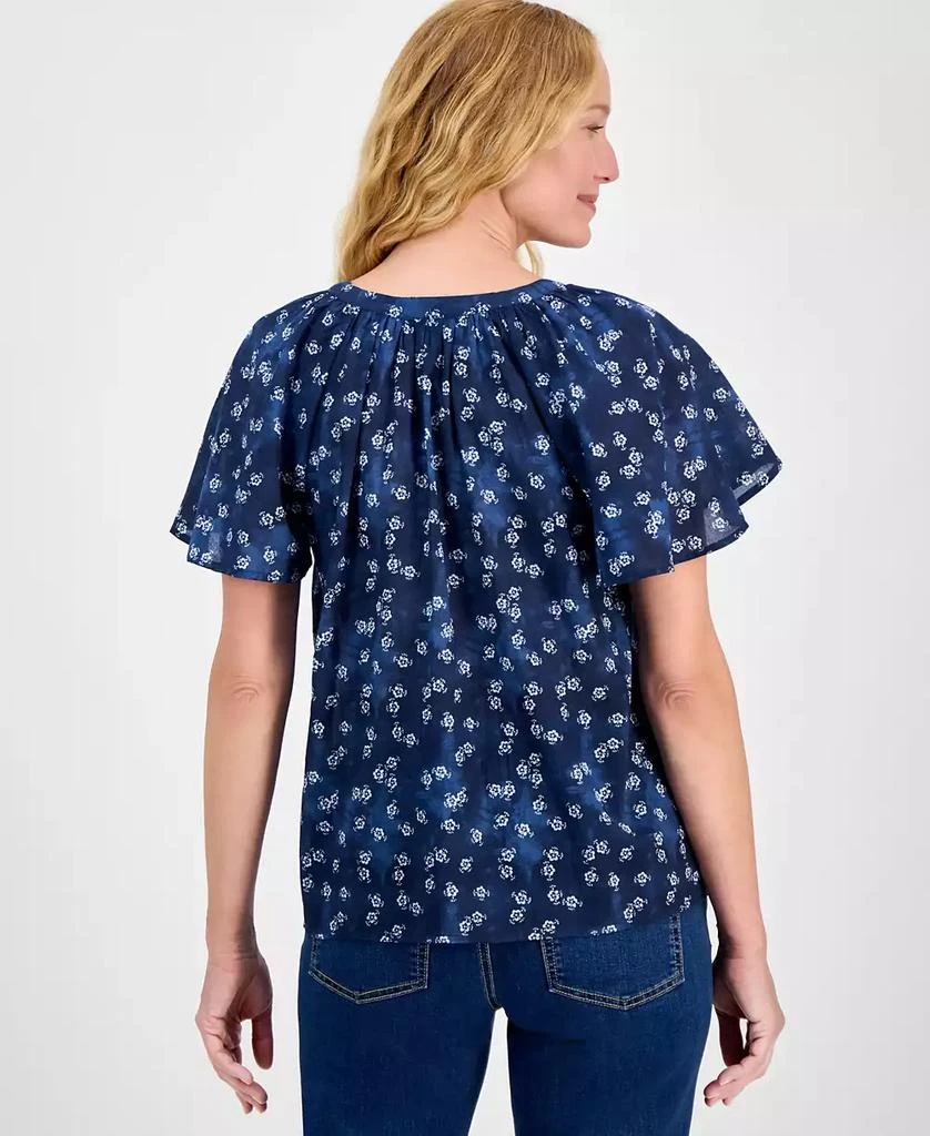 Style & Co Women's Printed Flutter-Sleeve Cotton Top, Exclusively at Macy's 4