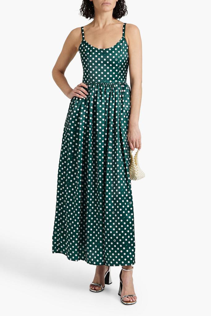 HVN Florence printed satin maxi dress