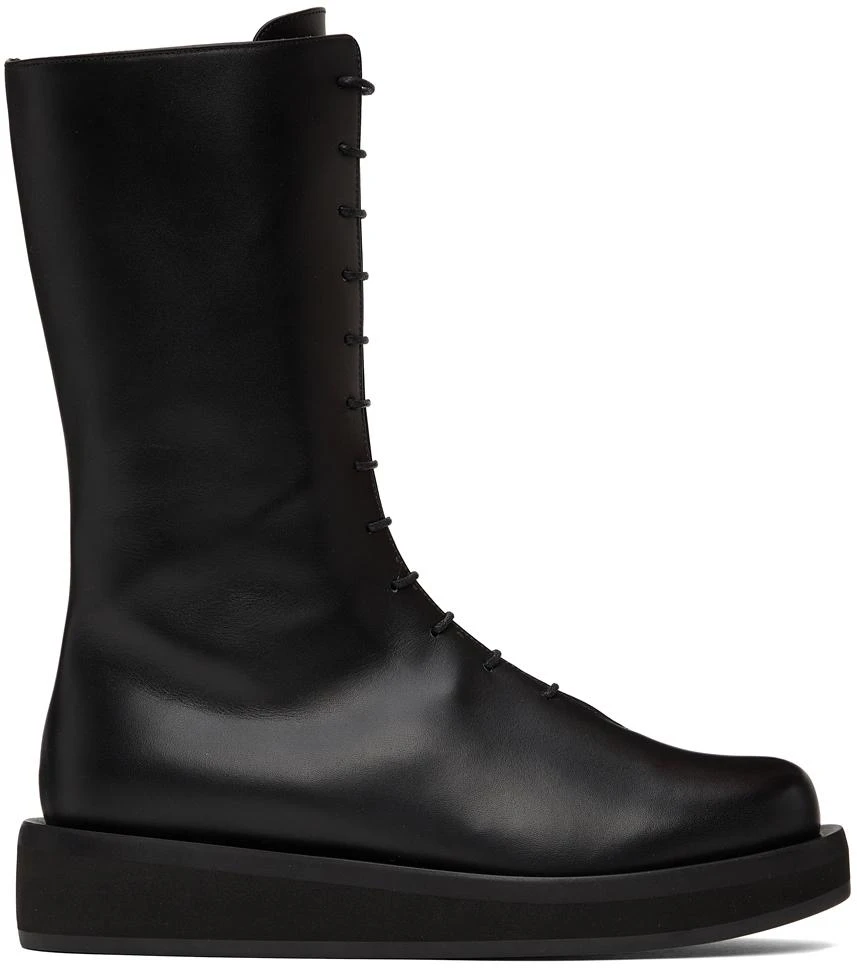 NEOUS Black Leather Spika Mid-Calf Boots 1