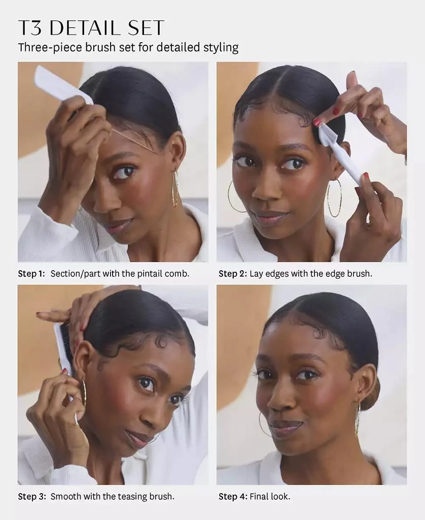 T3 Detail Set with Pintail Comb, Edge Brush, and Teasing Brush, 3 Piece 8