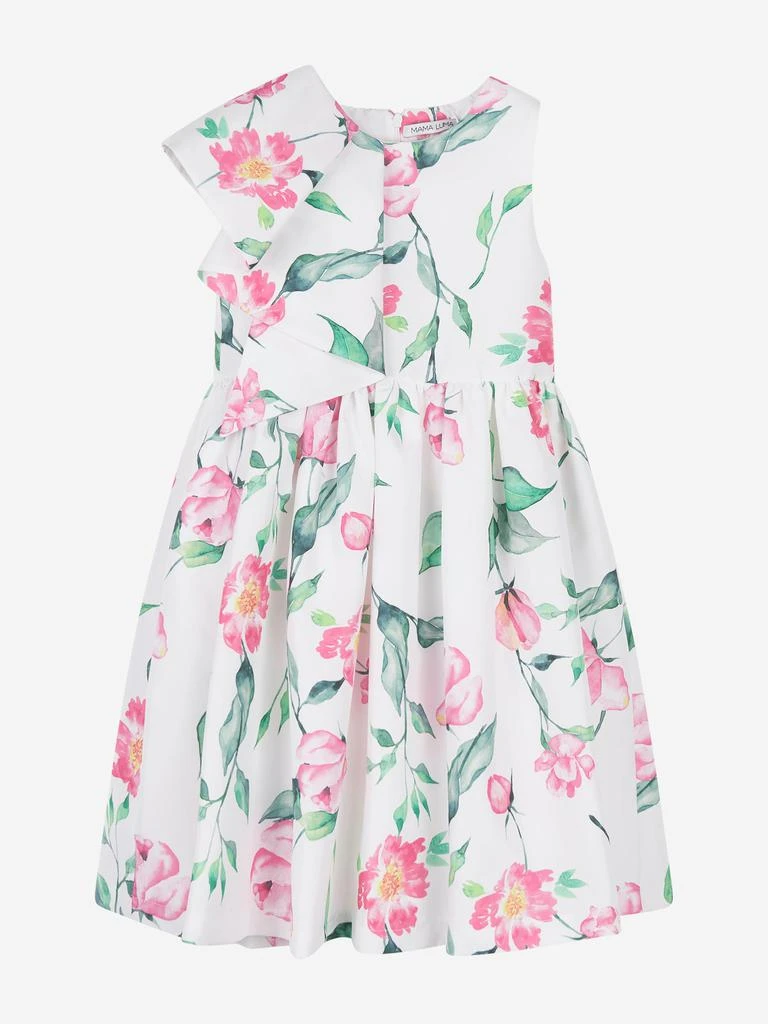 Mama Luma Mama Luma Girls Ruffle Floral Print Dress in White 1