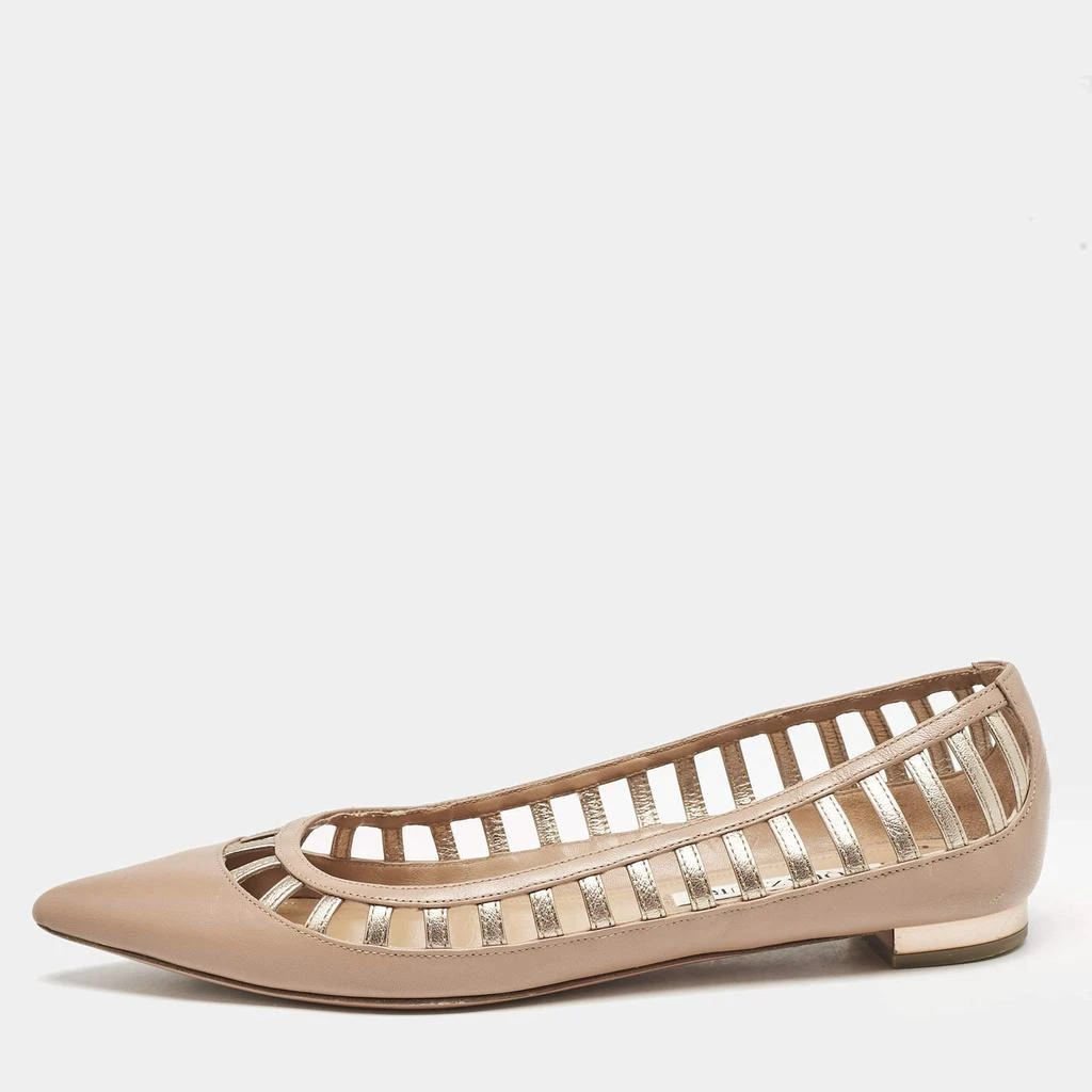 Aquazzura Aquazzura Beige Leather Le Parisien Pointed Toe Ballet Flats Size 38 1